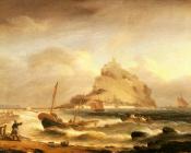 Fishermen rowing in, before St Michael's Mount - 托马斯·鲁尼